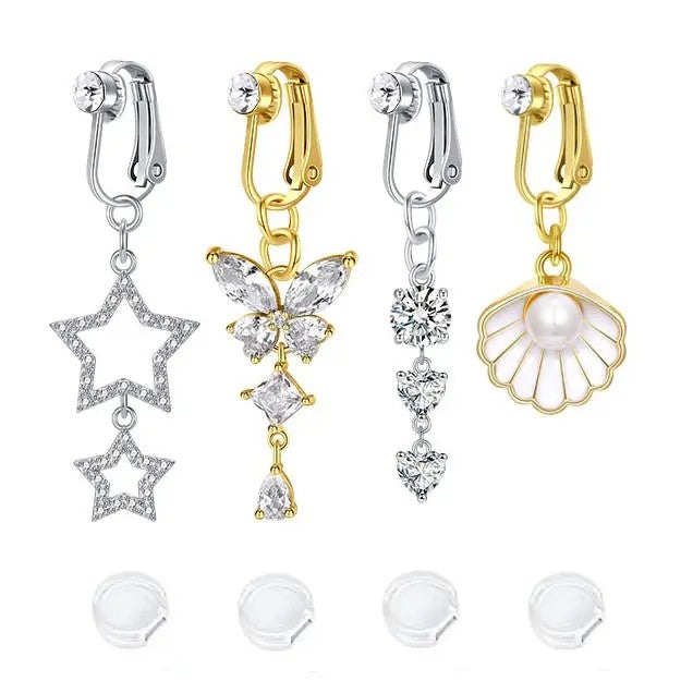 Dainty Butterfly & Heart Fake Nose Ring Set