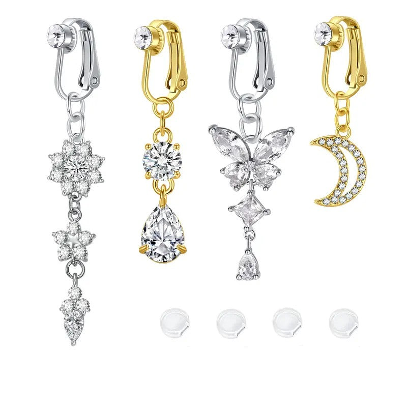 Dainty Butterfly & Heart Fake Nose Ring Set