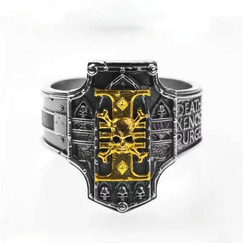 Gothic Skull Shield Signet Ring