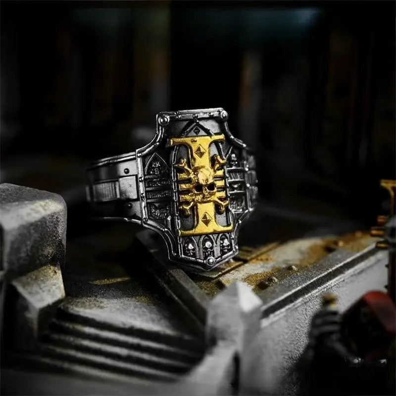 Gothic Skull Shield Signet Ring
