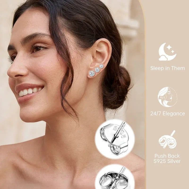 Classy CZ Halo Stud Earrings