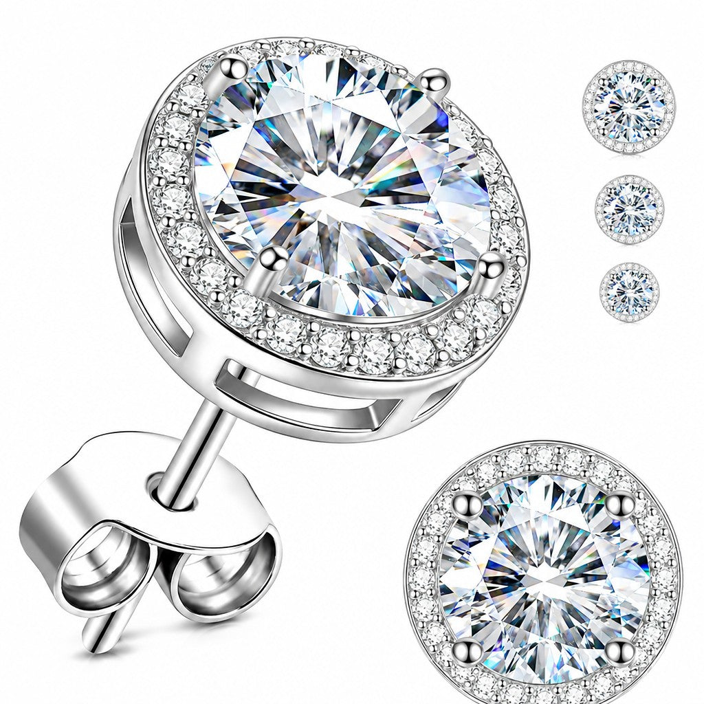 Classy CZ Halo Stud Earrings