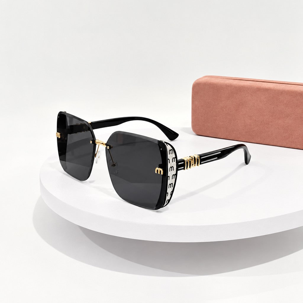 Classy Rhinestone Rim Square Sunglasses