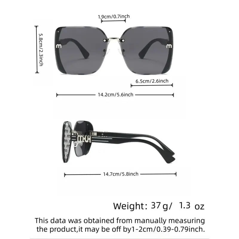Classy Rhinestone Rim Square Sunglasses