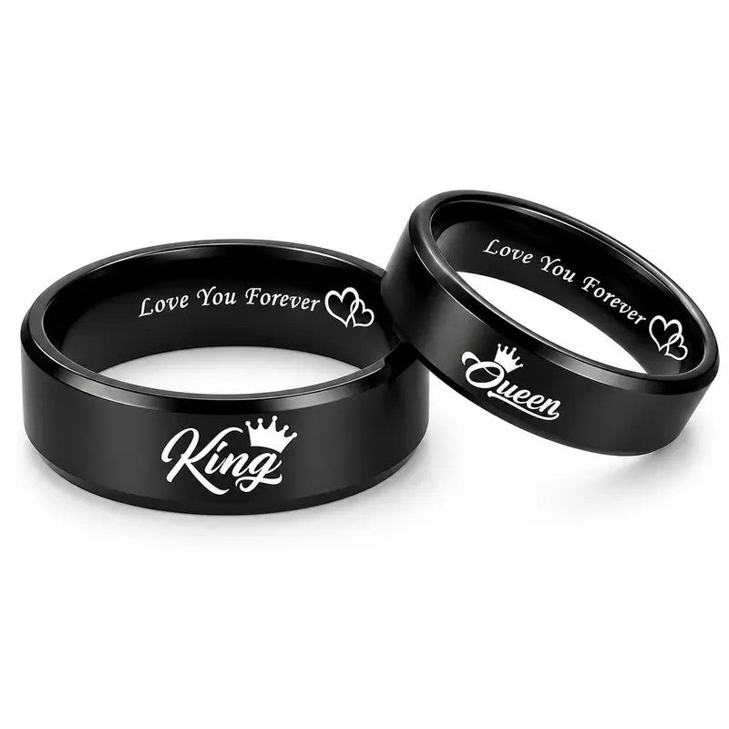 2pc Romantic King Queen Couple Ring Set