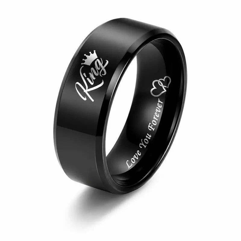 2pc Romantic King Queen Couple Ring Set