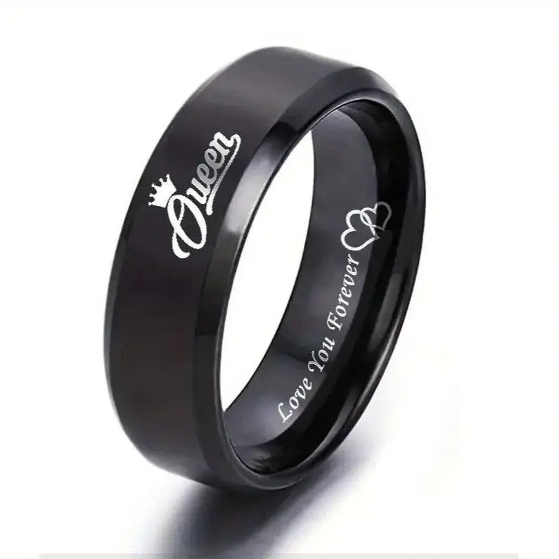 2pc Romantic King Queen Couple Ring Set