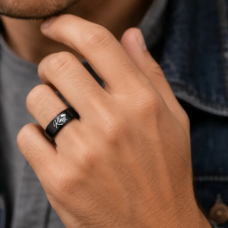 2pc Romantic King Queen Couple Ring Set