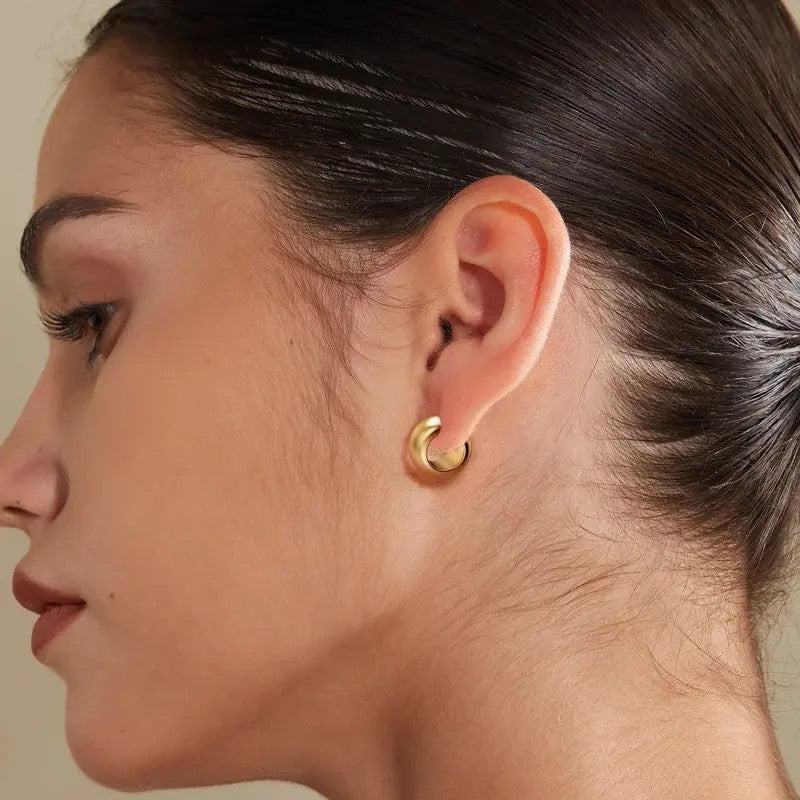 18k Classy Chunky Barrel Hoop Earrings