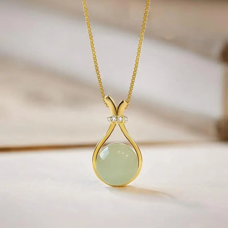 Elegant Jade Teardrop Pendant Necklace