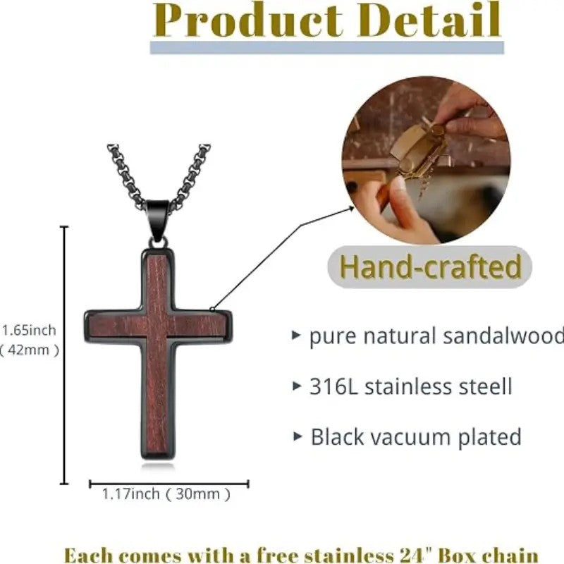 Classy Wood Grain Cross Necklace