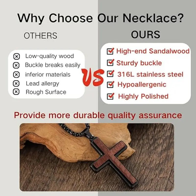 Classy Wood Grain Cross Necklace
