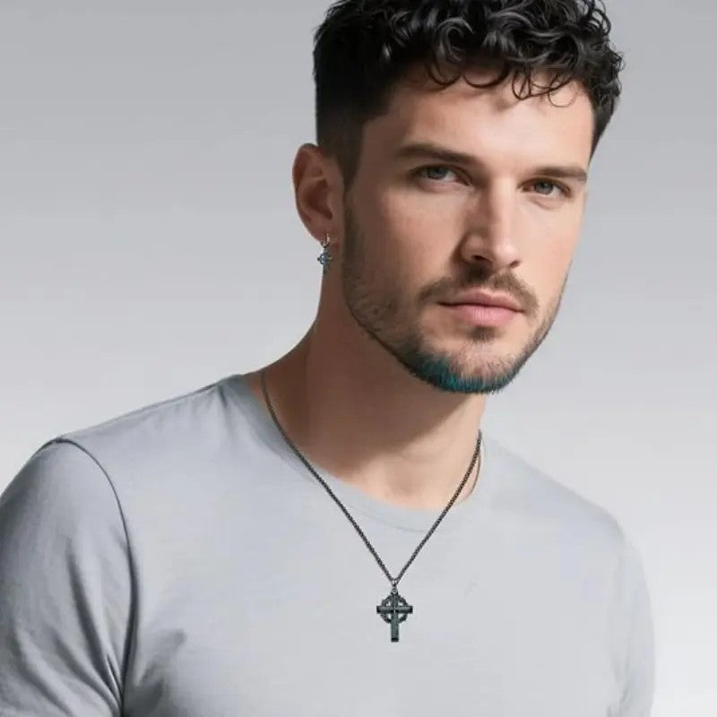 Vintage Inspired Turquoise Cross Necklace