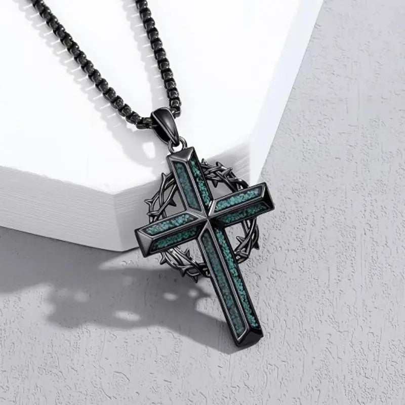 Vintage Inspired Turquoise Cross Necklace
