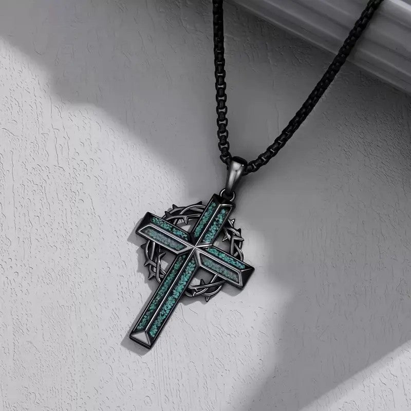 Vintage Inspired Turquoise Cross Necklace