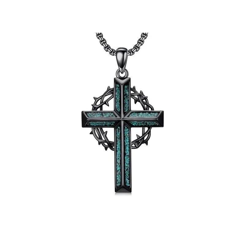 Vintage Inspired Turquoise Cross Necklace