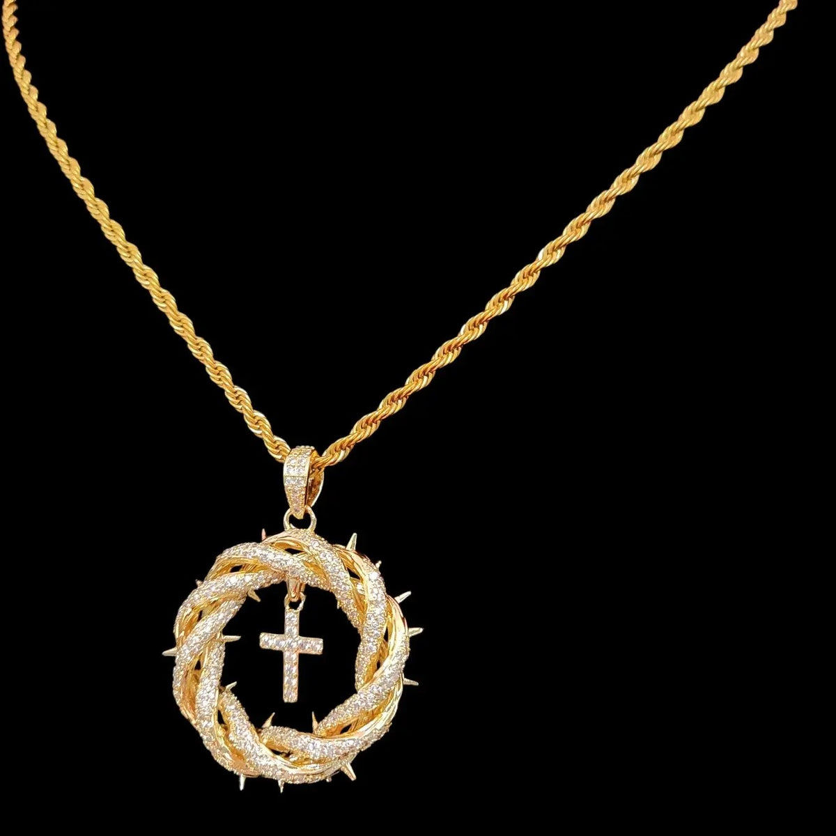 Classy Crown of Thorns Cross Necklace