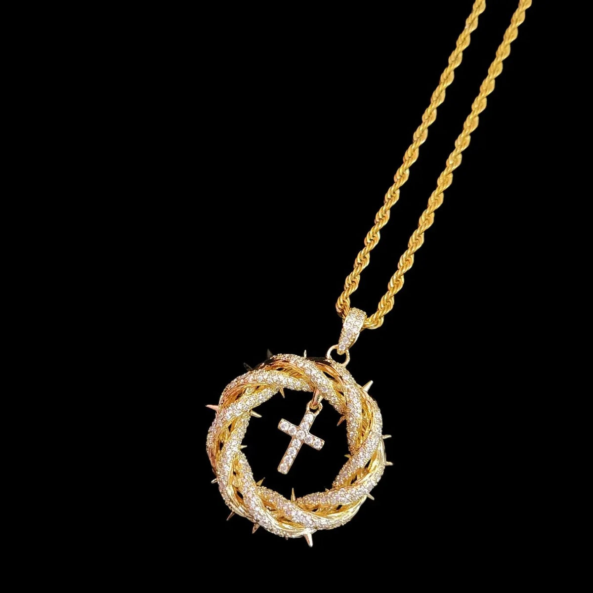 Classy Crown of Thorns Cross Necklace