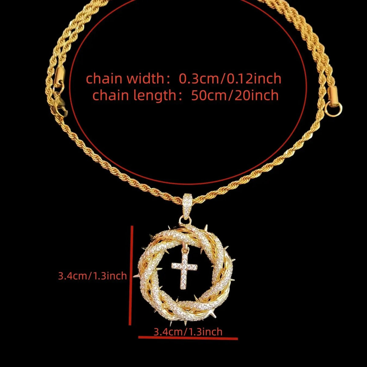 Classy Crown of Thorns Cross Necklace