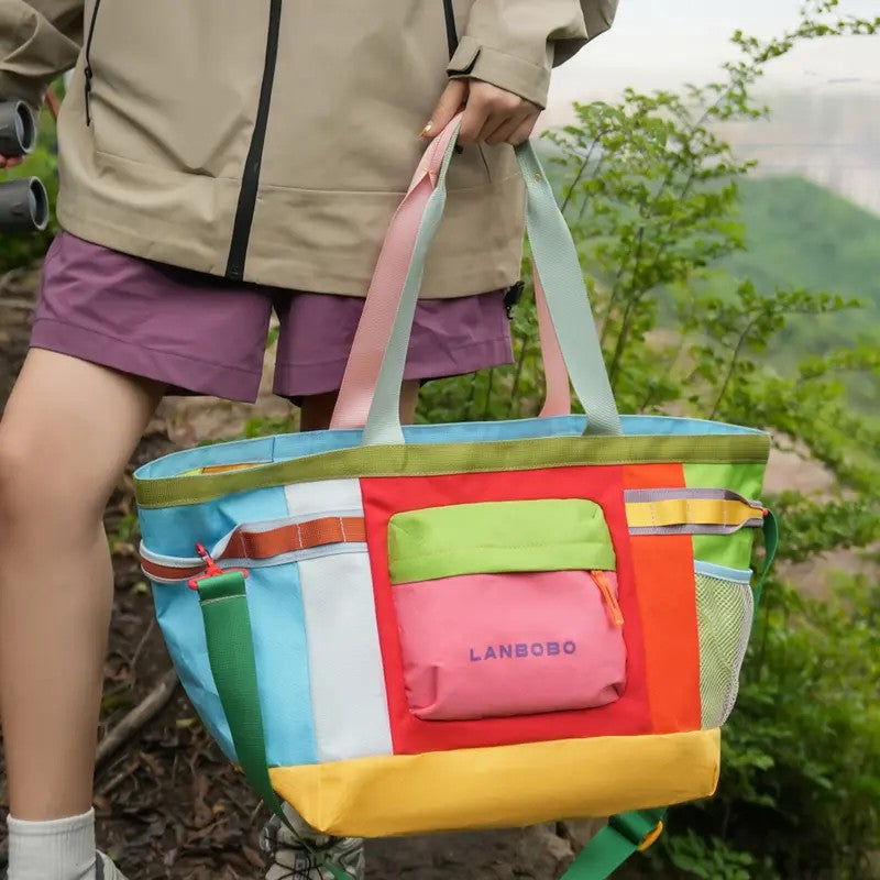 Vibrant Colorblock Multi-Pocket Tote