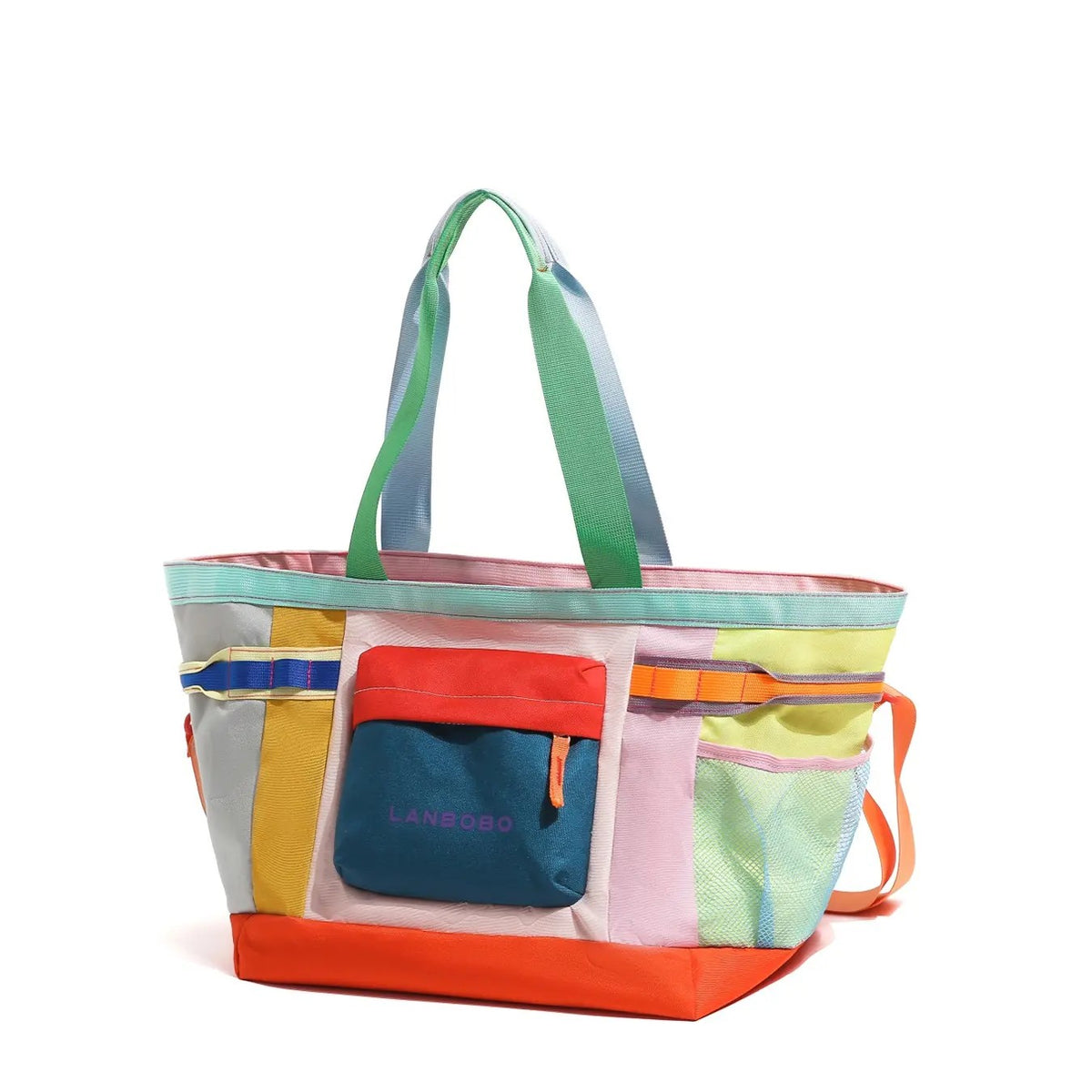 Vibrant Colorblock Multi-Pocket Tote