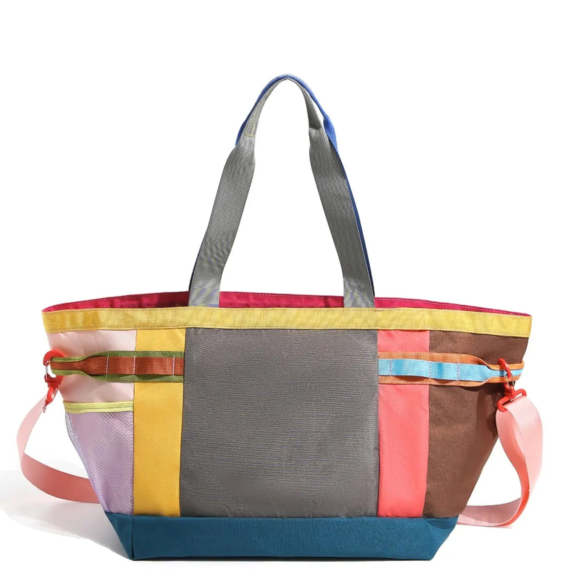 Vibrant Colorblock Multi-Pocket Tote