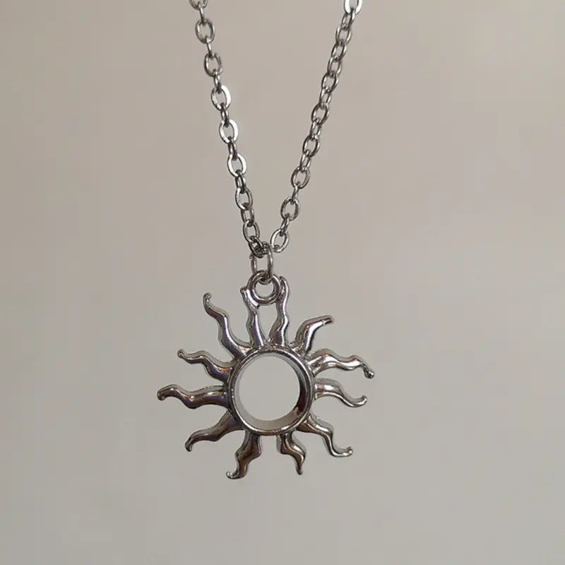 Gothic Melted Cross & Sun Necklace Set