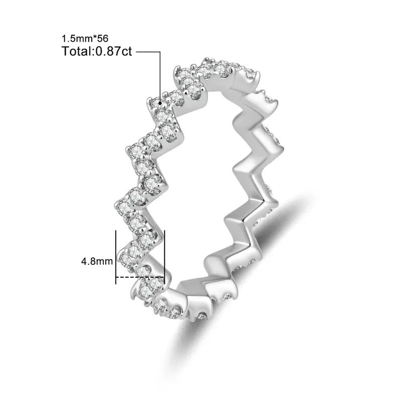 Dainty Zigzag Pave Wave Ring