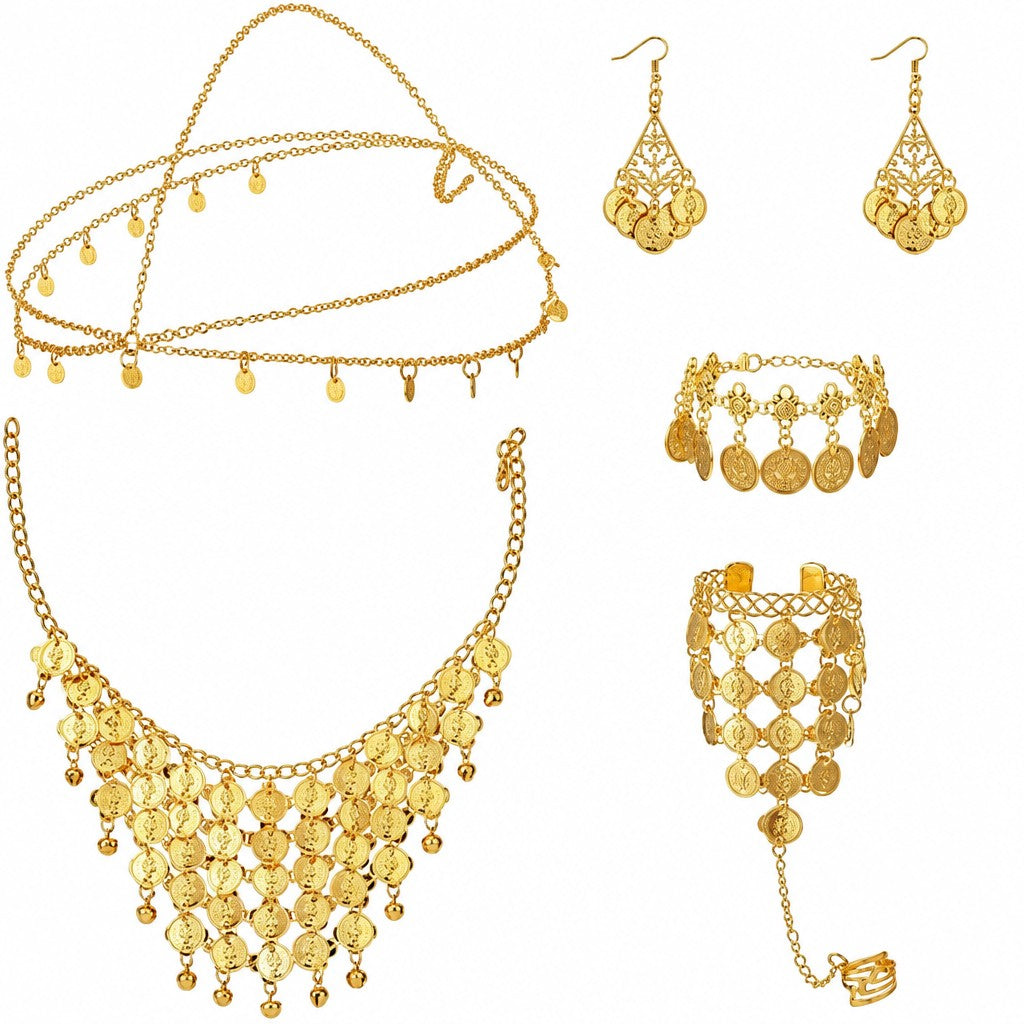 Boho Coin Fringe Headpiece, Necklace & Earring Set