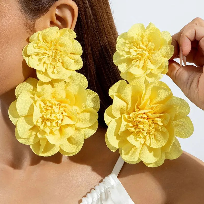 Romantic Yellow Floral Drop Earrings