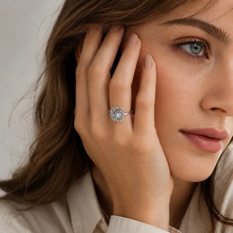 Elegant Filigree Moonstone Ring