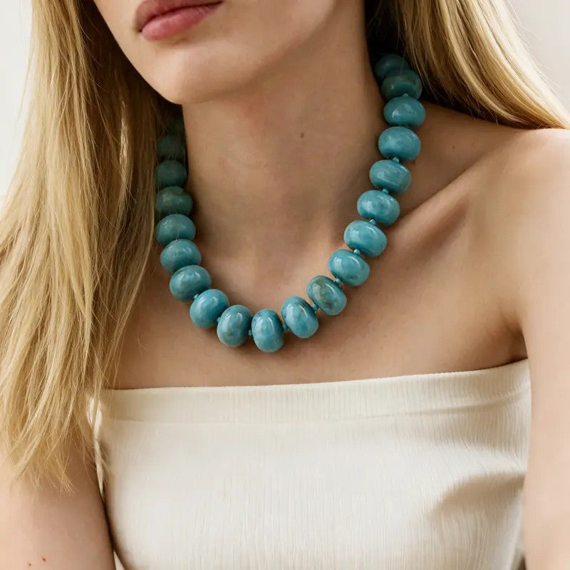 Classy Red Acrylic Bead Necklace
