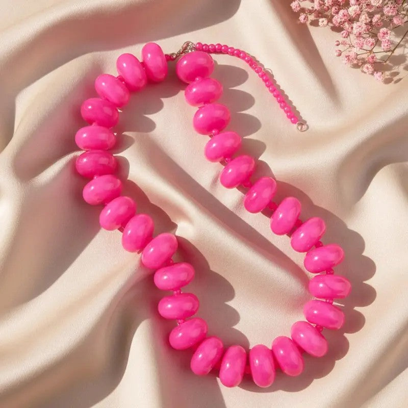 Classy Red Acrylic Bead Necklace