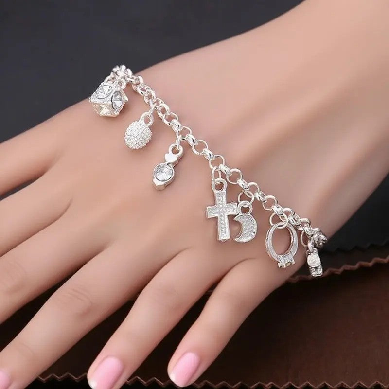 Romantic Multi-Charm Link Bracelet