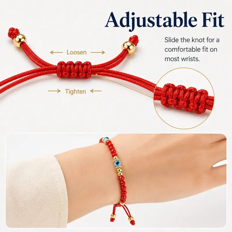Boho Red Beaded Evil Eye Bracelet