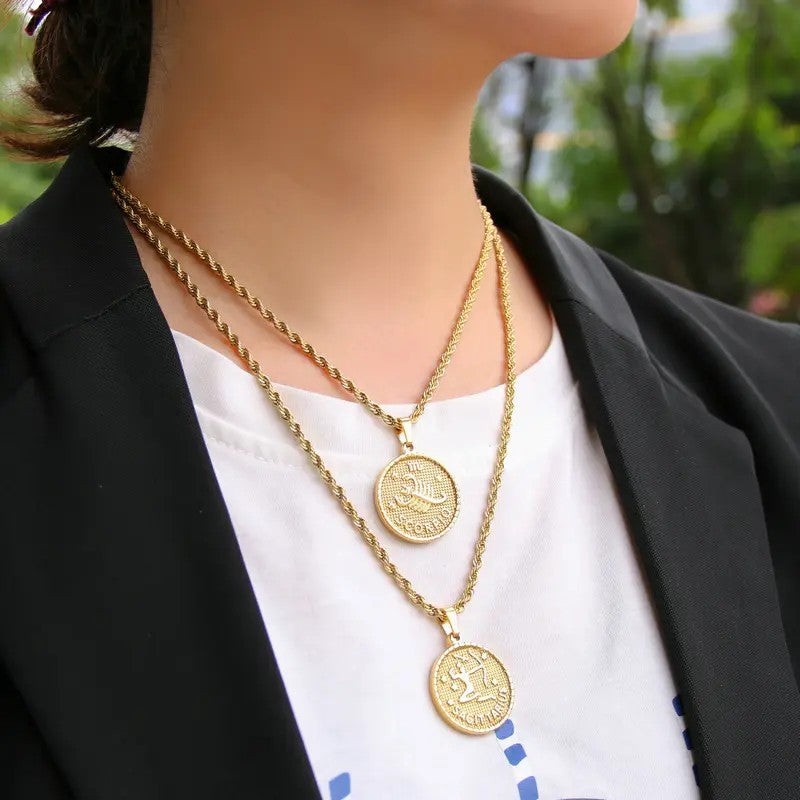 Retro Libra Coin Pendant Necklace