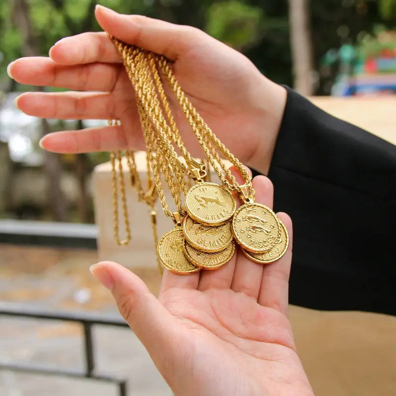 Retro Libra Coin Pendant Necklace