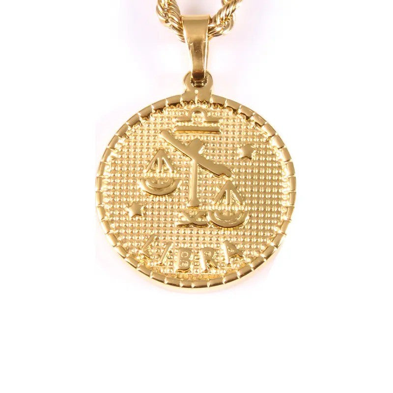 Retro Libra Coin Pendant Necklace