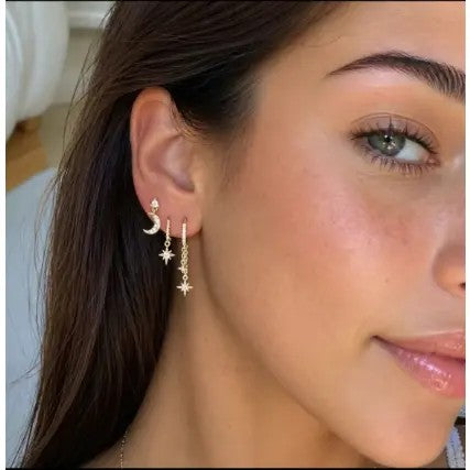 6pc Elegant Moon Star Earring Set