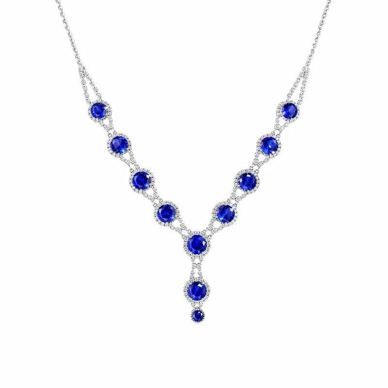 Elegant Blue Rhinestone Y-Necklace