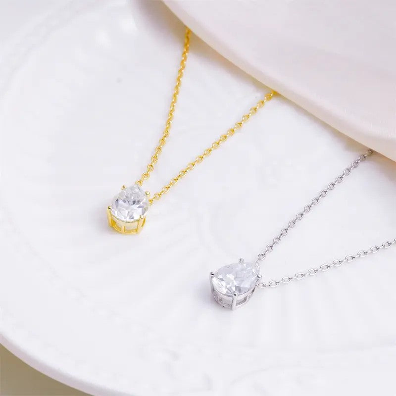 Elegant Pear Moissanite Necklace & Huggie Earring Set