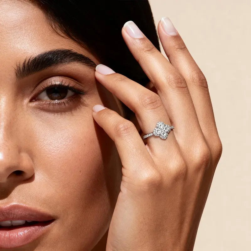 S925 Elegant Clover Moissanite Ring