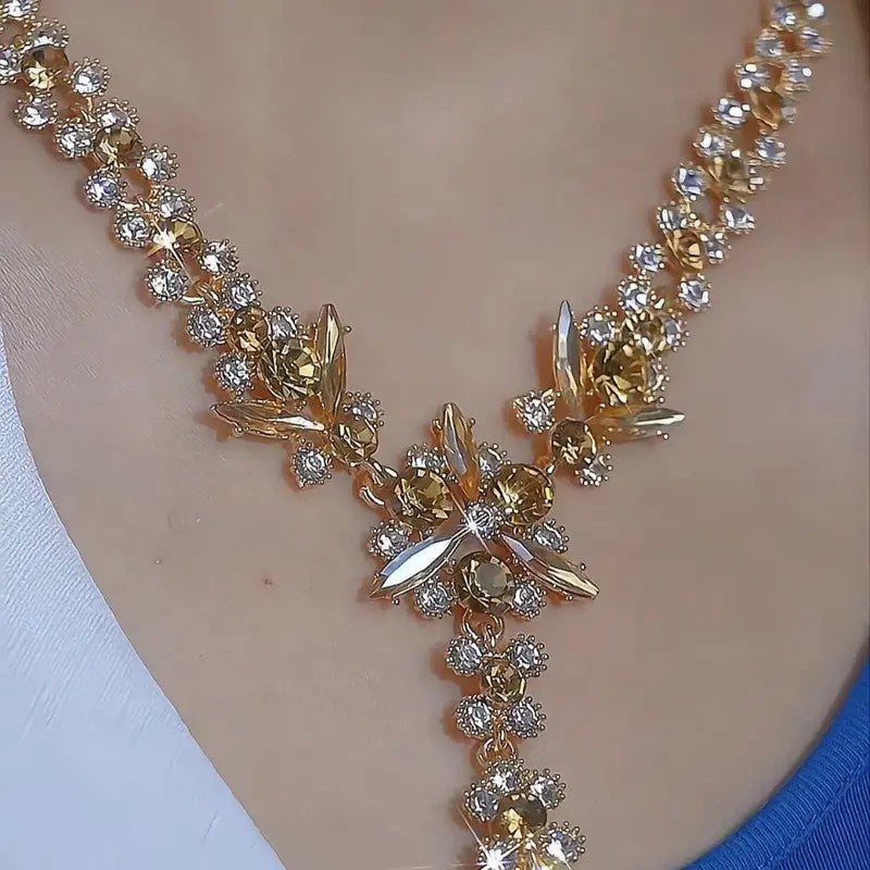 Elegant Amber Floral Cascade Necklace