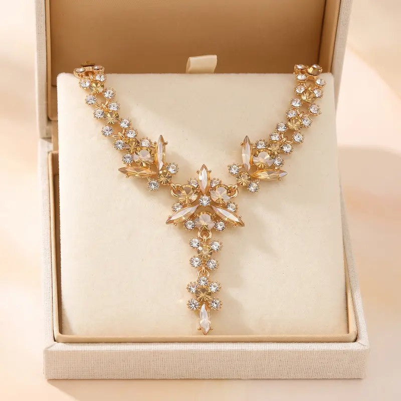 Elegant Amber Floral Cascade Necklace