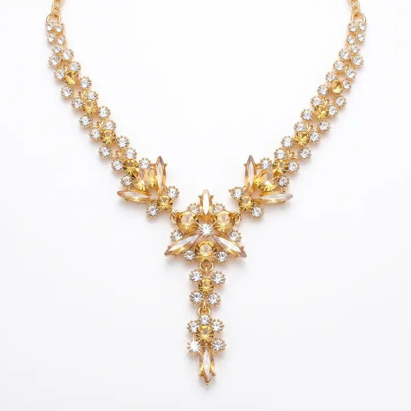 Elegant Amber Floral Cascade Necklace