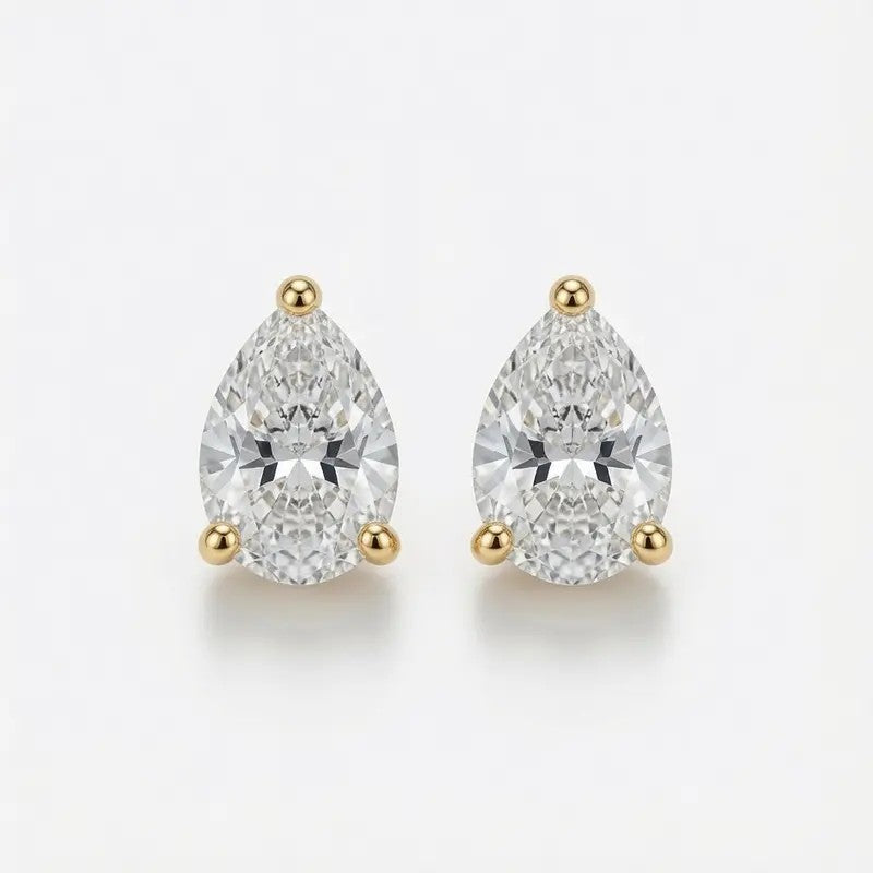 Elegant Pear Cut Zircon Stud Earrings