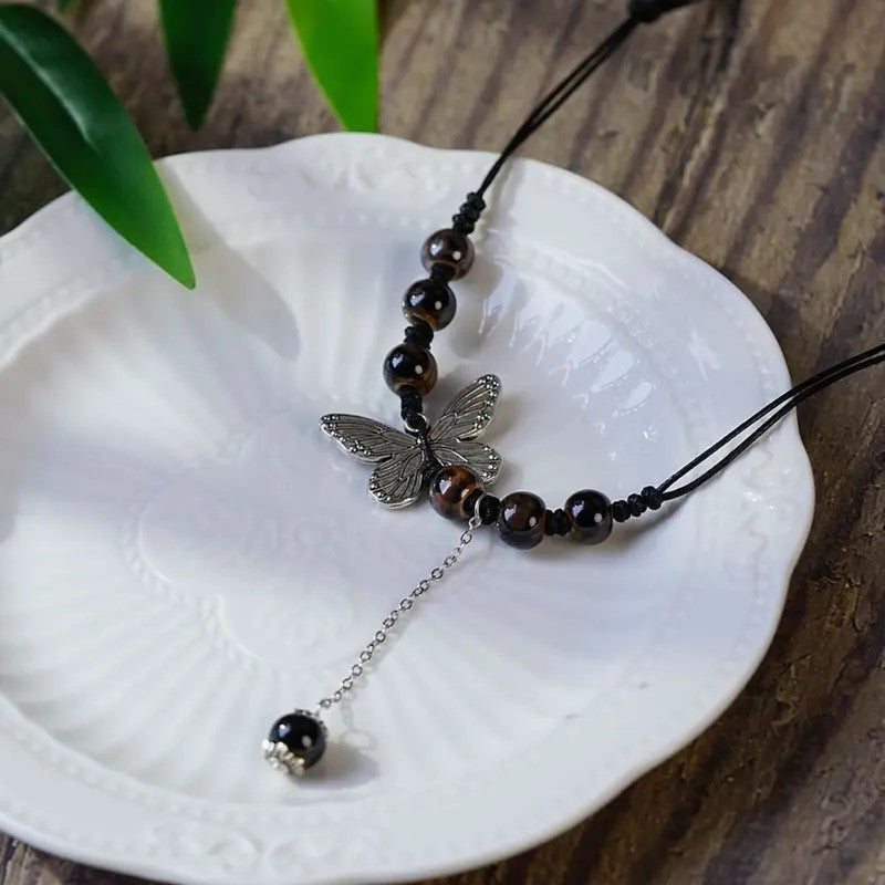 Boho Butterfly Beaded Lariat Necklace
