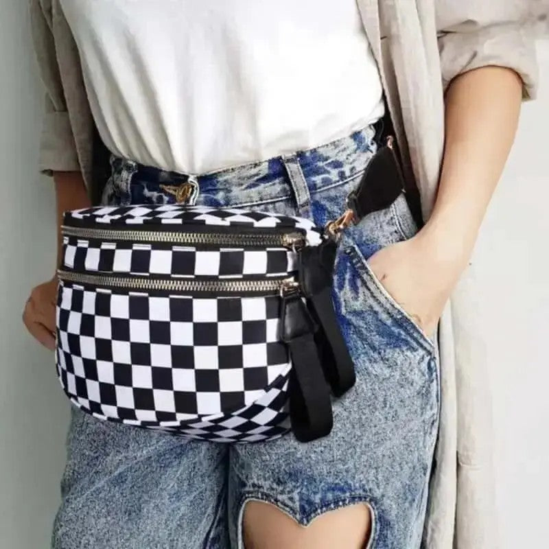Trendy Checkerboard Nylon Crossbody Bag