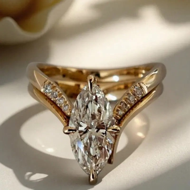 3pc Elegant Marquise Pave Ring Set