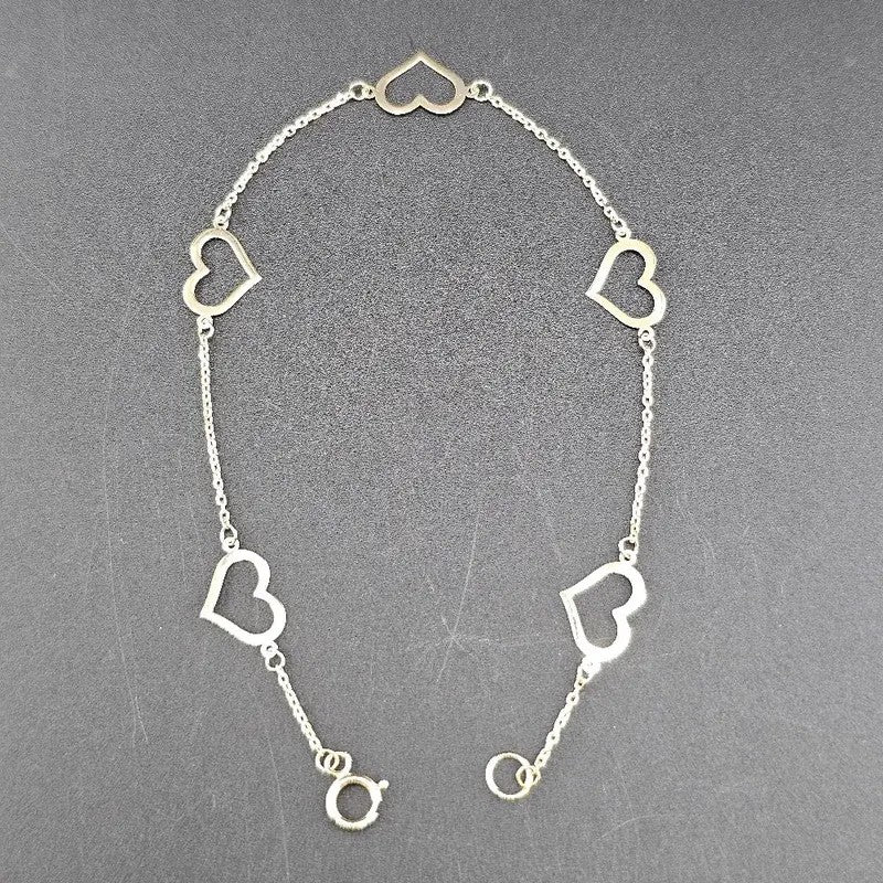 14k Dainty Cascading Open Heart Bracelet